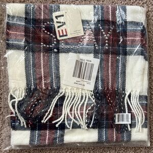 EK1 Plaid Scarf - Red, Blue, and White